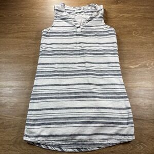 BeachLunchLounge Women's S Sleeveless Striped Linen Blend Tunic Top Coastal